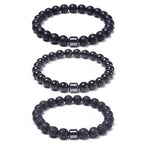 Natural Obsidian Stone Bracelet Magnetic Anxiety Relief Healthy Women Men Smoking Cessation Weight Loss Black Beads