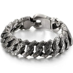 Heavy 316L Stainless Steel Men's Bracelet Vintage Pattern Link Chain Hand Bracelets for Man Massive Male Jewelry