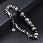 Tiger Eye Beaded Bracelet — Stainless Steel