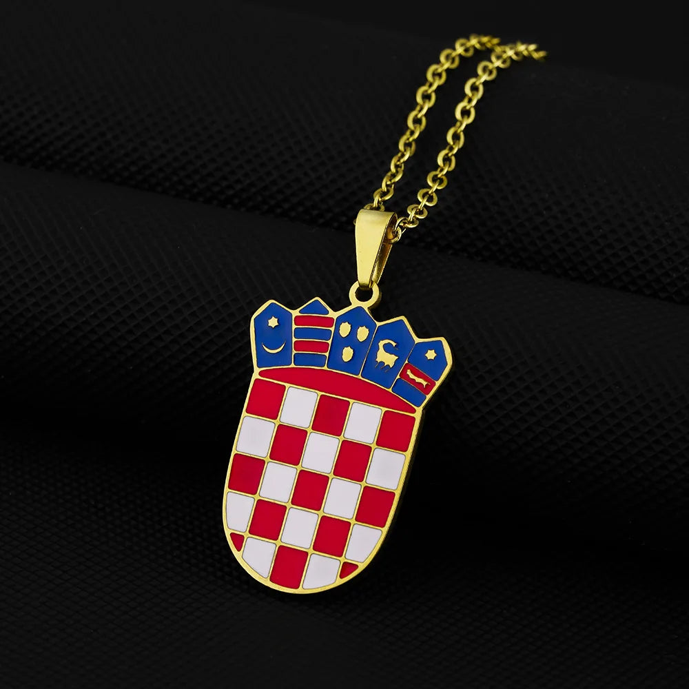 Croatian Insignia Pendant Necklace — Stainless Steel
