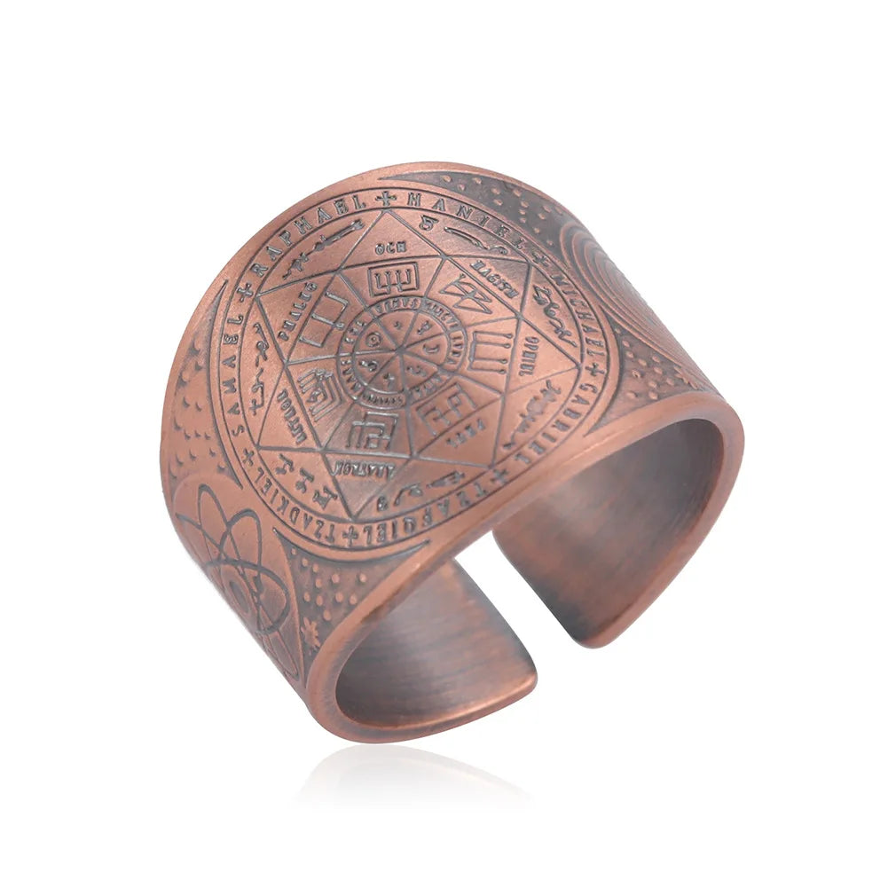 Magic Formation Sigil Seal Open Ring — Wide Adjustable Band