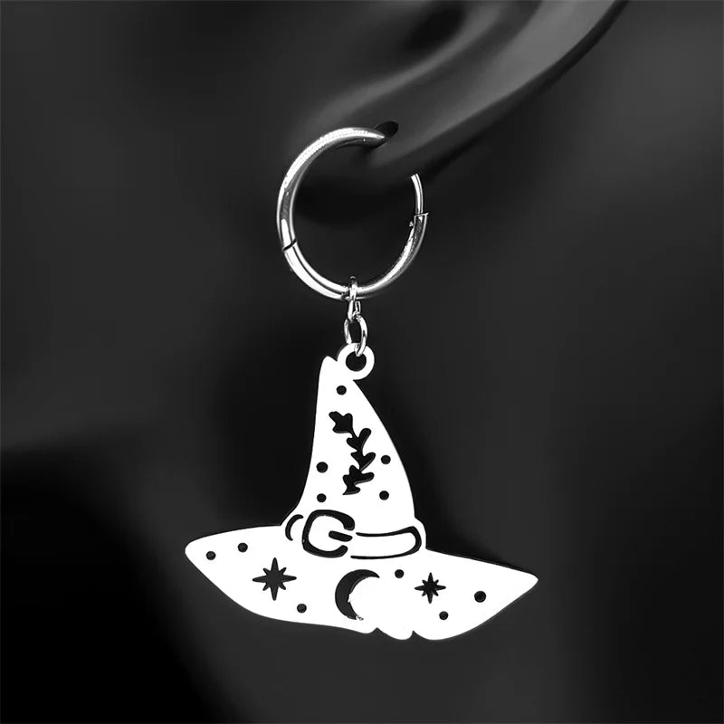 Star Silver Earrings Witch Hat Moon Snowflake
