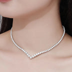 NeeTim Moissanite Tennis Necklace for Women 925 Sterling Silver with White Gold Plated Size Luxury Diamond Neck Chain