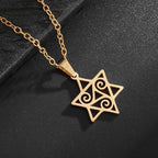 Hamsa Hands of Fatima Hebrew Pendant Stainless Steel Jerusalem Star of David Necklace Women's Jewish Jewelry