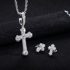 Iced Out Cross Necklace Set — 925 Silver