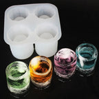 Silicone Ice Cube Mold Four Hole Press Ice Block Maker Creative Round Cup Shape Ice Molds for Whiskey Beer Bar Kitchen