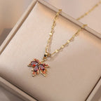 Stainless Steel Necklace For Women Man Maple Leaf Choker Pendant Chain Necklaces Engagement Jewelry korean Fashion NEW