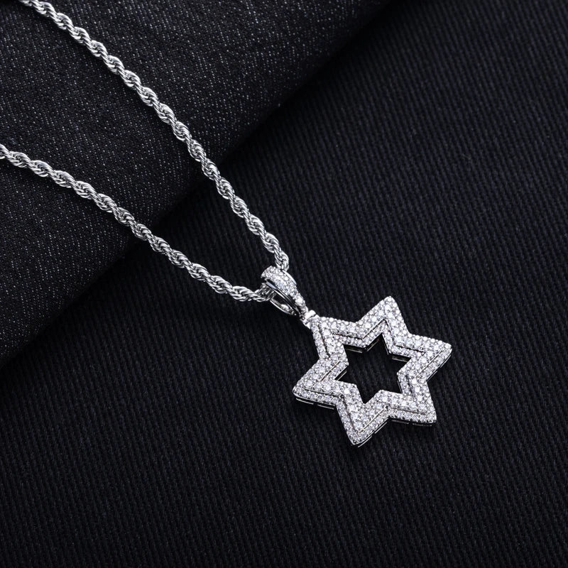Iced Out Star of David Pendant — 14K Gold