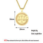 Stainless Steel Zodiac Sign Necklace For Women Men 12 Constellation Libra Symbol Pendant Necklace Amulet Collar Men Jewelry Gift