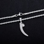Iced Out Wolf Tooth Pendant Necklace