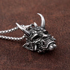 Gothic Stainless Steel Fang Demon Mask Pendant Necklace Retro Punk Style Biker Monster Skull Necklace Men Chain Jewelry Gift