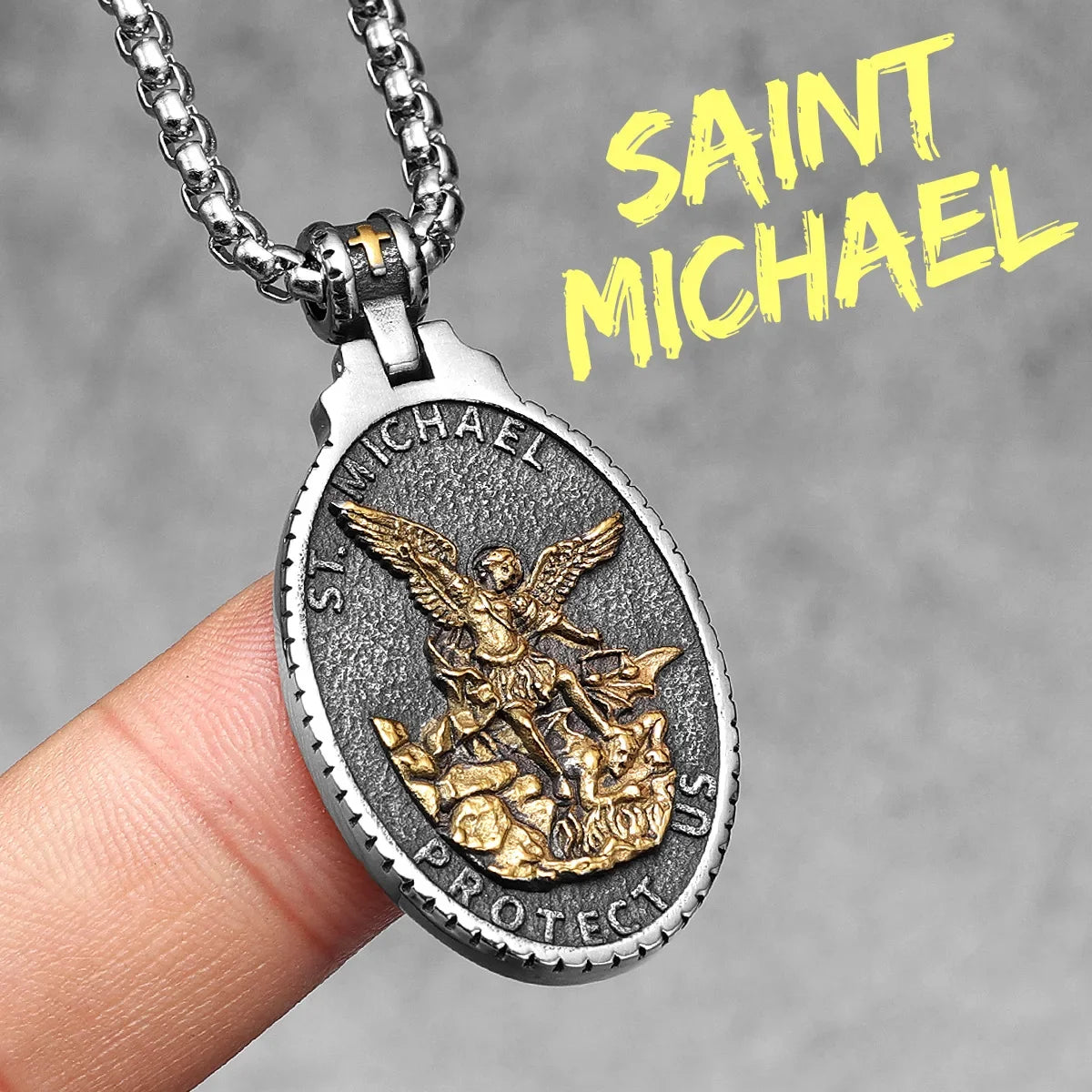Arch Angel St.Michael Cross Wing Stainless Steel Men Necklaces Pendant Chain Amulet For Women Fashion Jewelry Gift