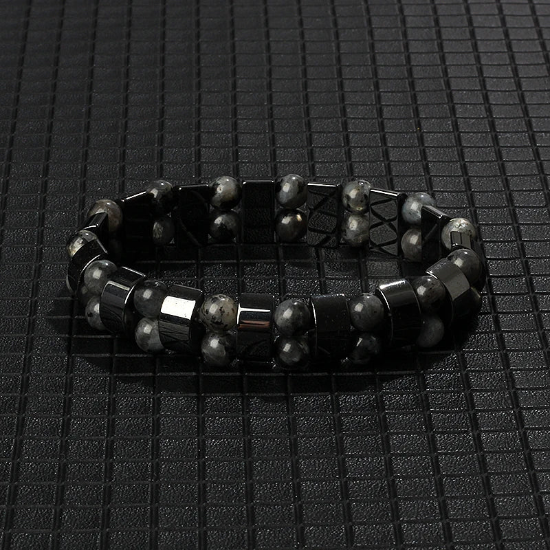 Hematite Therapy Stretch Bracelet — Mixed Metal