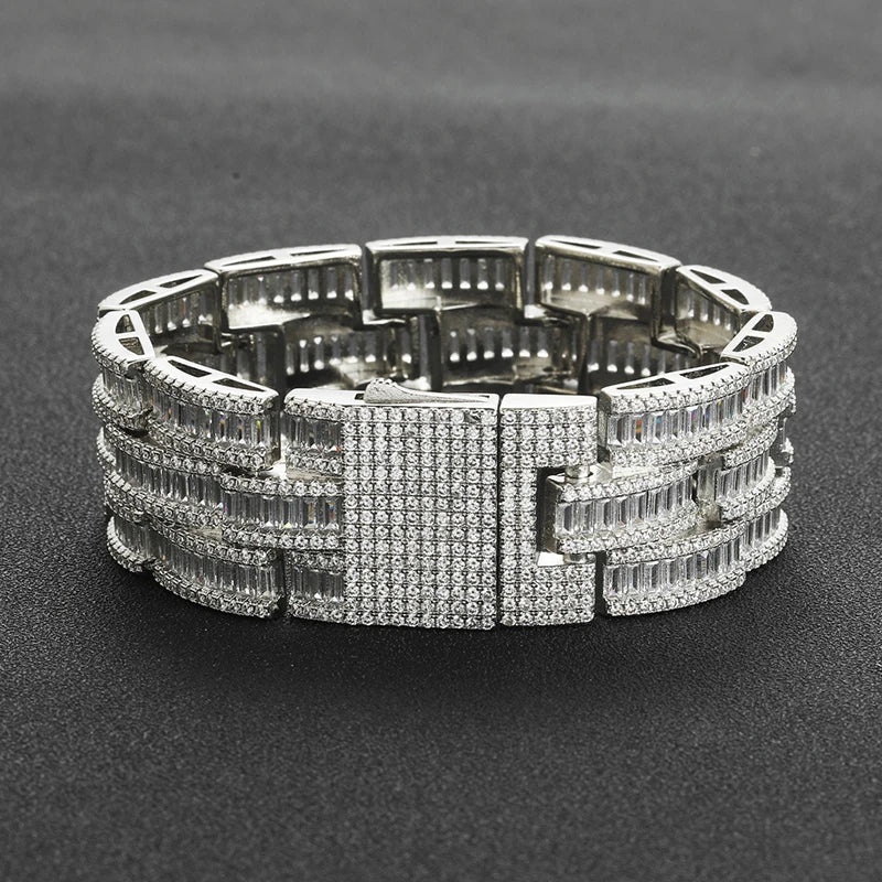 25mm Wide Iced Out Link Chain Bracelet