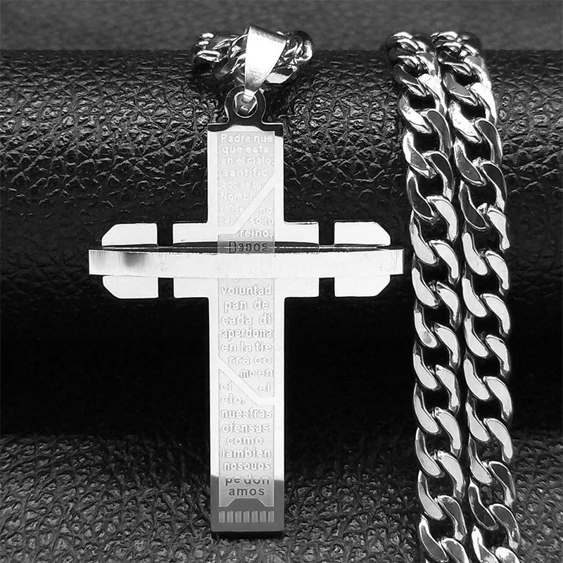 Cross Crucifix Gold Pendant Long