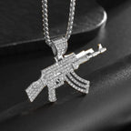 Fashionable and Domineering Ak-47 Submachine Gun Pendant Necklace Suitable for Men\'s Personalized Hip-Hop Rock Punk