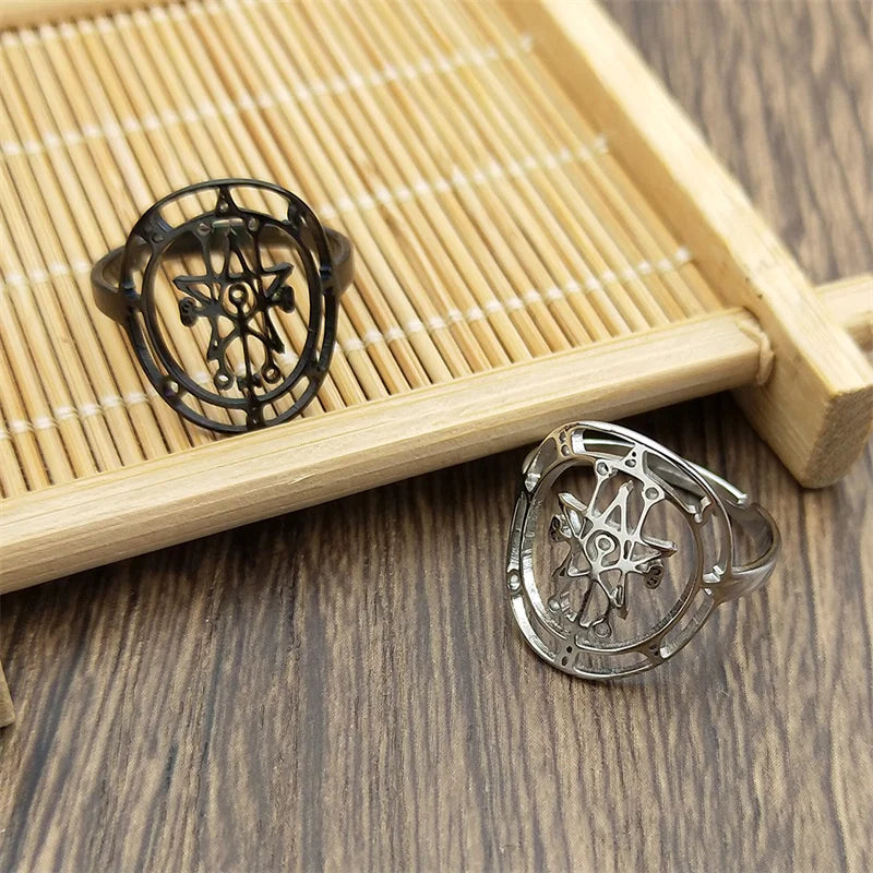 Occult Sigil Steel Ring Astaroth Goetia Finger