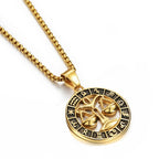 Zodiac Sign Leo Scorpio Pendant Necklace for Women/Men Gold Color Stainless Steel Round 12 Constellation Necklaces