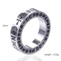 Retro Six-Character Mantra Stainless Steel Finger Ring Men Women Eternal Heart Cross Ring - Vintage Style Jewelry Accessories