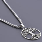 Long Chain Around Neck Necklaces For Women Men Accessories Stainless Steel Pendant Necklace Tree Of Life Charm Male Jewelry Gift