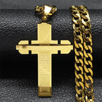 Cross Crucifix Gold Pendant Long