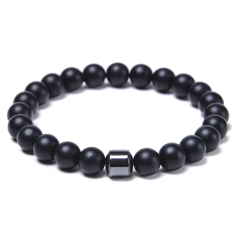 Natural Obsidian Stone Bracelet Magnetic Anxiety Relief Healthy Women Men Smoking Cessation Weight Loss Black Beads