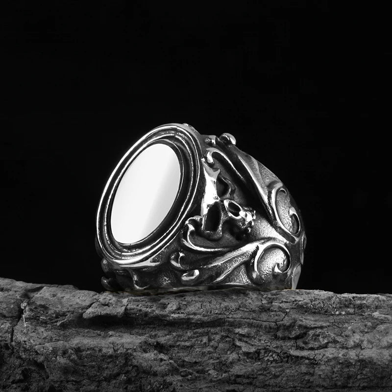 316L Stainless Steel Various Design 2022 New Arrive Classical Skull Men`s Ring With Pattern Punk Rock Gothic Creative