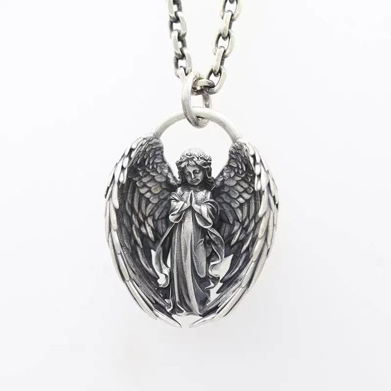 Cat Wings Animal Pendant Necklace — Silver