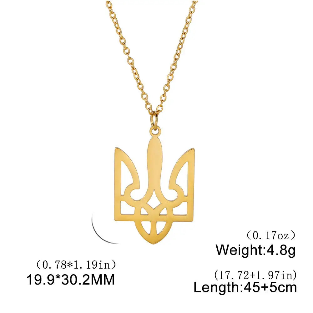Tryzub Ukrainian Trident Necklace — Stainless Steel