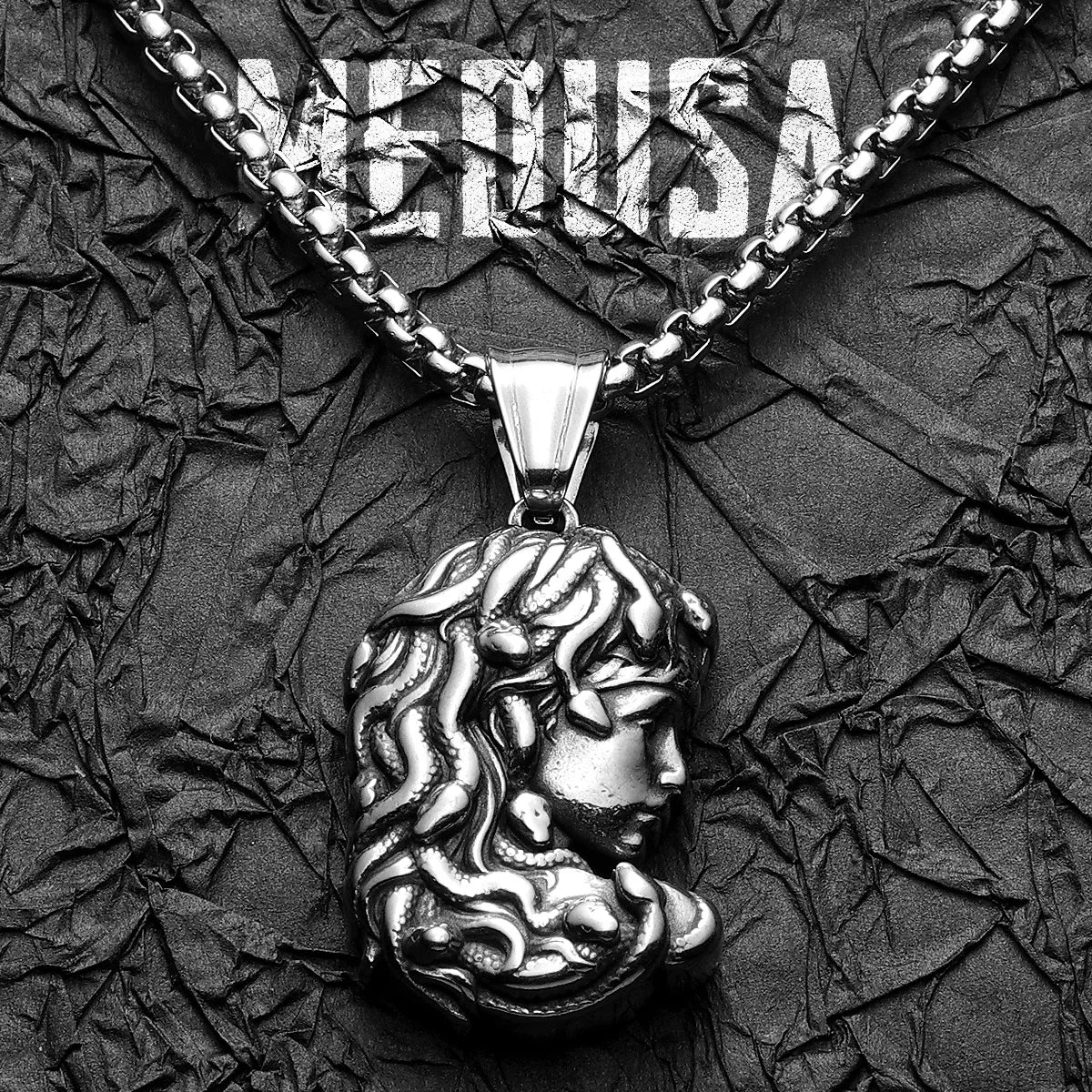 Medusa Snake Pendant Necklace Stainless Steel Greek
