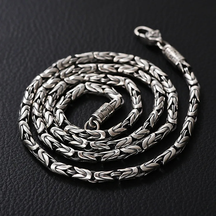 New Fashion Silver Jewelry Retro 6MM Thick Six-Character Mantra Trendy Personality Man Necklaces