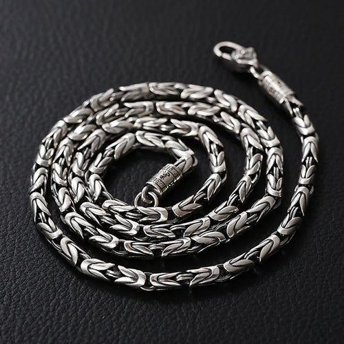 6MM Thick Mantra Chain Necklace — Silver