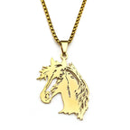 Gold Pendant Horsehead Animal Hollow Out