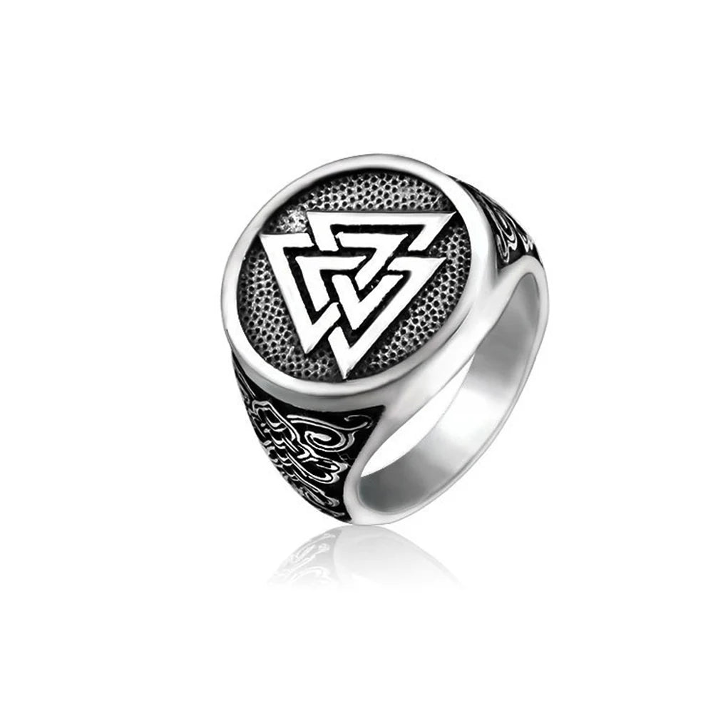 Creative Vintage Stainless Steel Viking Valknut Ring Men Boy Nordic Irish Celtics Knot Ring Biker Amulet Jewelry Gift Rings