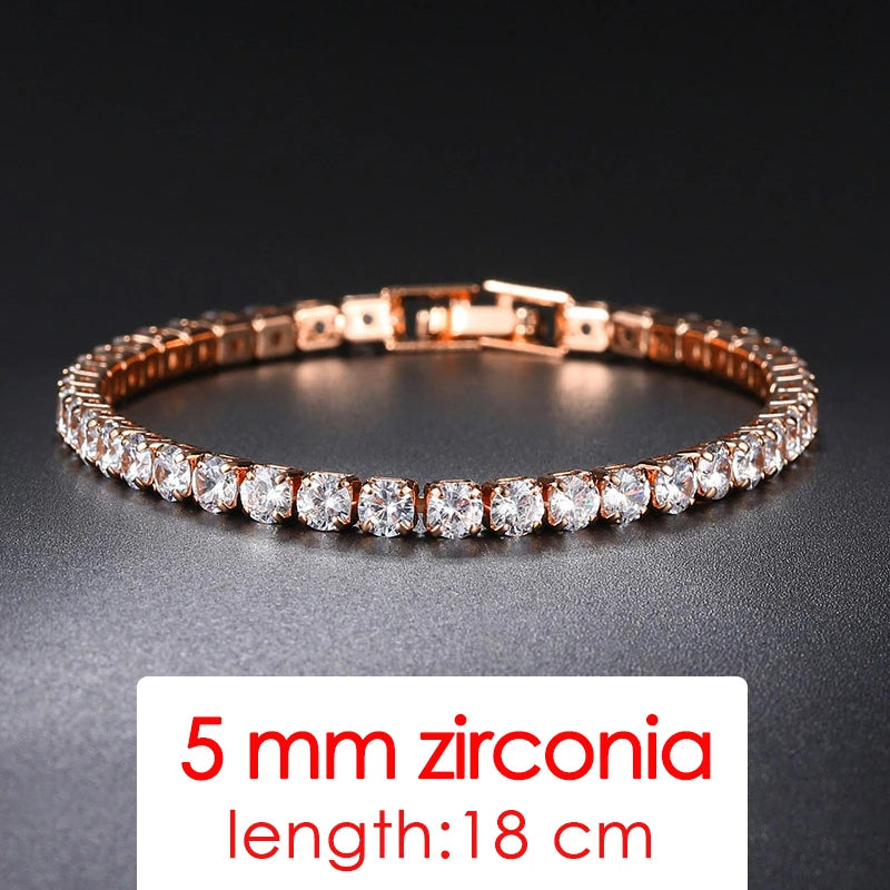 ZHOUYANG Tennis Bracelets For Women Simple Luxury Round Crystal Gold Color Bangle Chain Wedding Female Gift Wholesale Jewelry
