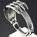 Gothic Stainless Steel Open Cuff Bangle Bracelet For Man Punk Skull Hand Shaped Men's Bracelets Rockers' Jewelry
