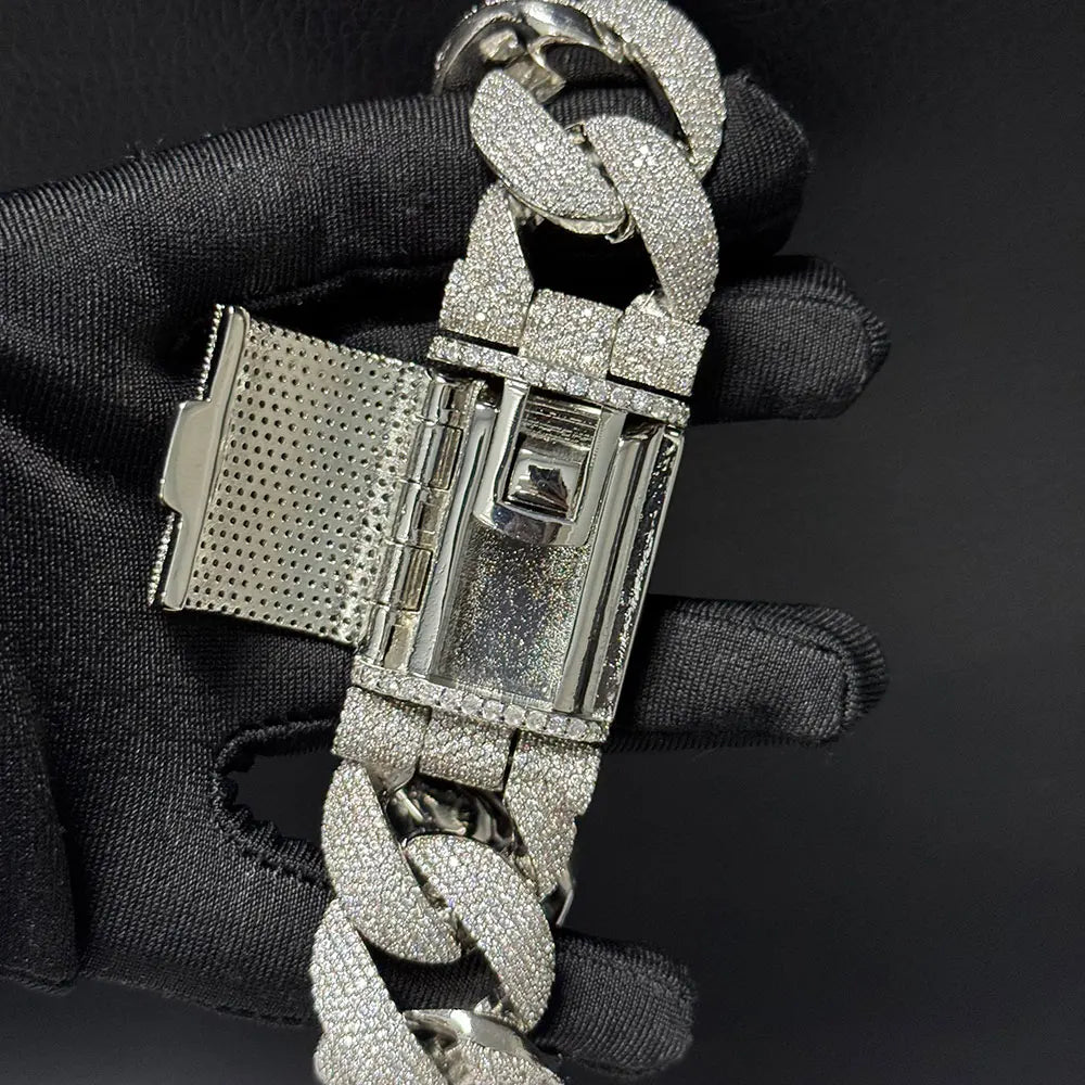 Nuoya Custom Flip Clasp Bubble Cuban Chain Iced Out Necklace Full Pave Cubic Zirconia Big Heavy Cuban Bracelet Men Gift