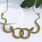 Medusa Double Snake Pendant Necklace — Two-Tone