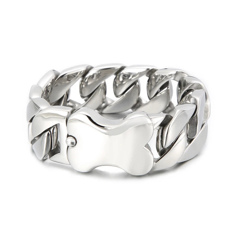 31mm Men's Heavy Bracelets Stainless Steel Cuban Chain Brushed Shiny Chunky Bracelet Bangle For Men Silver Color Jewelry