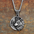 Vintage Viking Wolf Pendant Necklaces For Men Punk Street Rock Nordic Stainless Steel Odin Wolf Head Necklace Fashion Jewelry