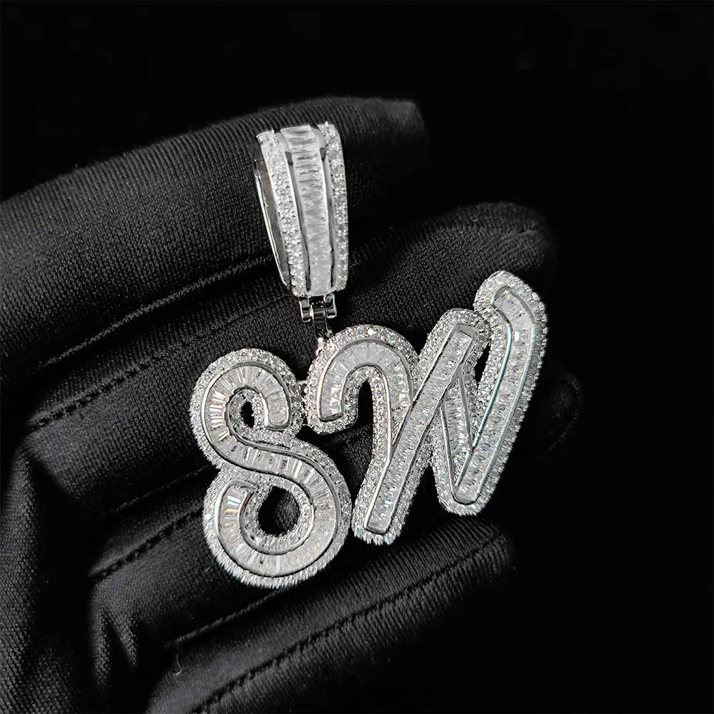 Iced Out Letter Initial Necklace Name