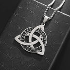 Stainless Steel Trinity Celtic Knot Nordic Rune Pendant Necklace Retro Ethnic Style Irish Knot Lucky Amulet Jewelry for Men