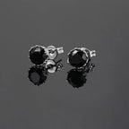 Black Iced Out Silver Stud Earrings Crystal