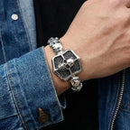KALEN Dark Knight Stainless Steel Skull Bangle Punk Hip Hop Men's Bracelet Fashion Jewelry Halloween Decorations Birthday Gifts