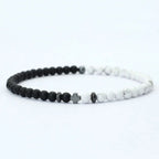 Bicolor Natural Stone 4mm Beaded Bracelet for Men — Elastic