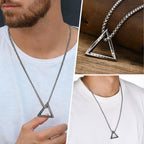 Viking Triangle Geometric Pendant — Stainless Steel