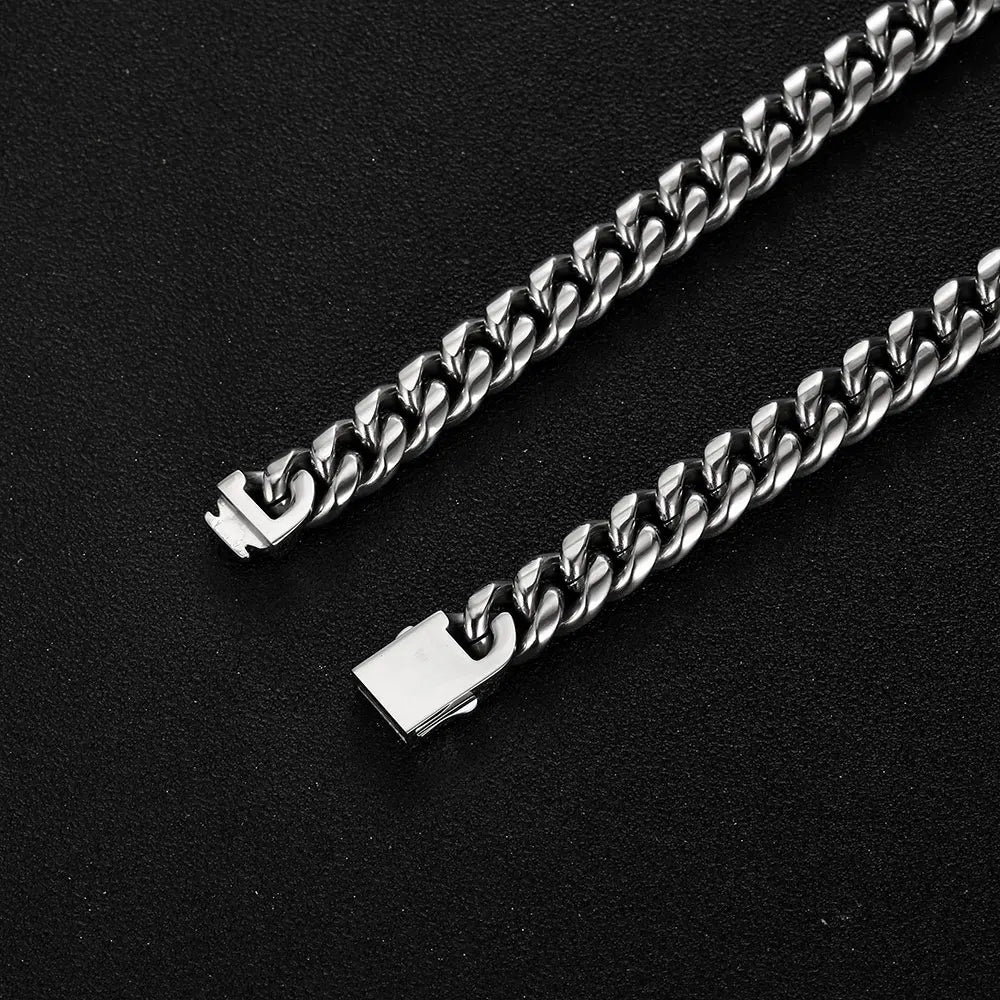 Stainless Steel Cuban Chain Necklace Miami 8/10/12MM