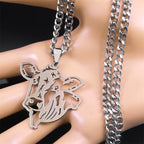 Cow Head Hollow Pendant — Silver Stainless