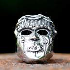 Flowers Skull Mask Ring — Stainless Steel