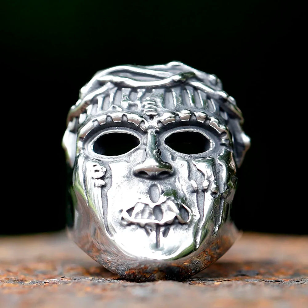 Flowers Skull Mask Ring — Stainless Steel